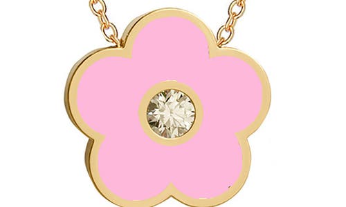Gabi Rielle Cubic Zirconia Flower Pendant Necklace In Gold/pink