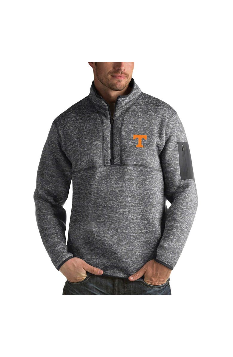 ANTIGUA Men's Antigua Charcoal Tennessee Volunteers Fortune Half-Zip Sweatshirt, Main, color, 