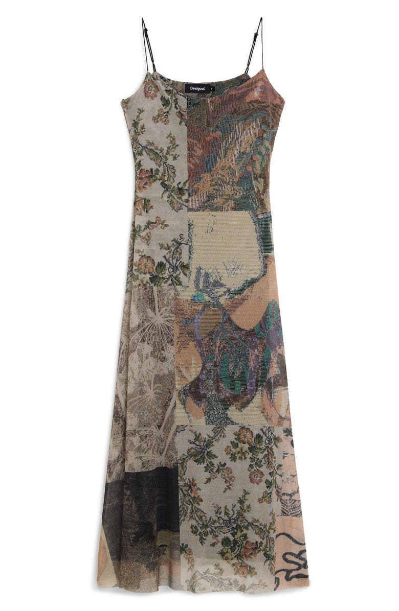 Desigual Miami Mixed Print Mesh Midi Dress, Alternate, color,