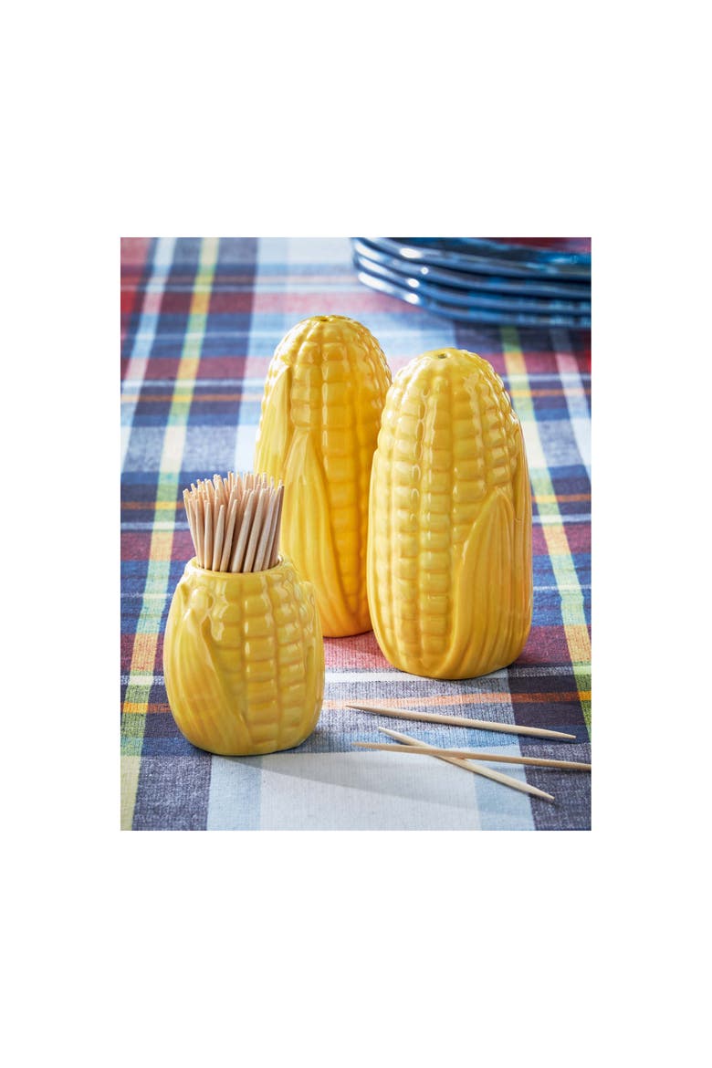 Corn on the Cob Ceramic Salt and Pepper Shakers Set, Alternate, color, Yellow