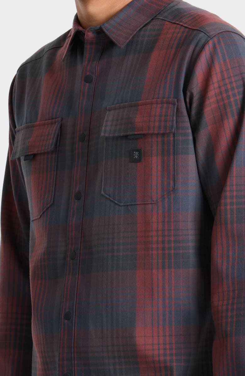 Roark Diablo Classic Fit Stripe Water Repellent Snap-Up Shirt Jacket, Alternate, color, Sangria