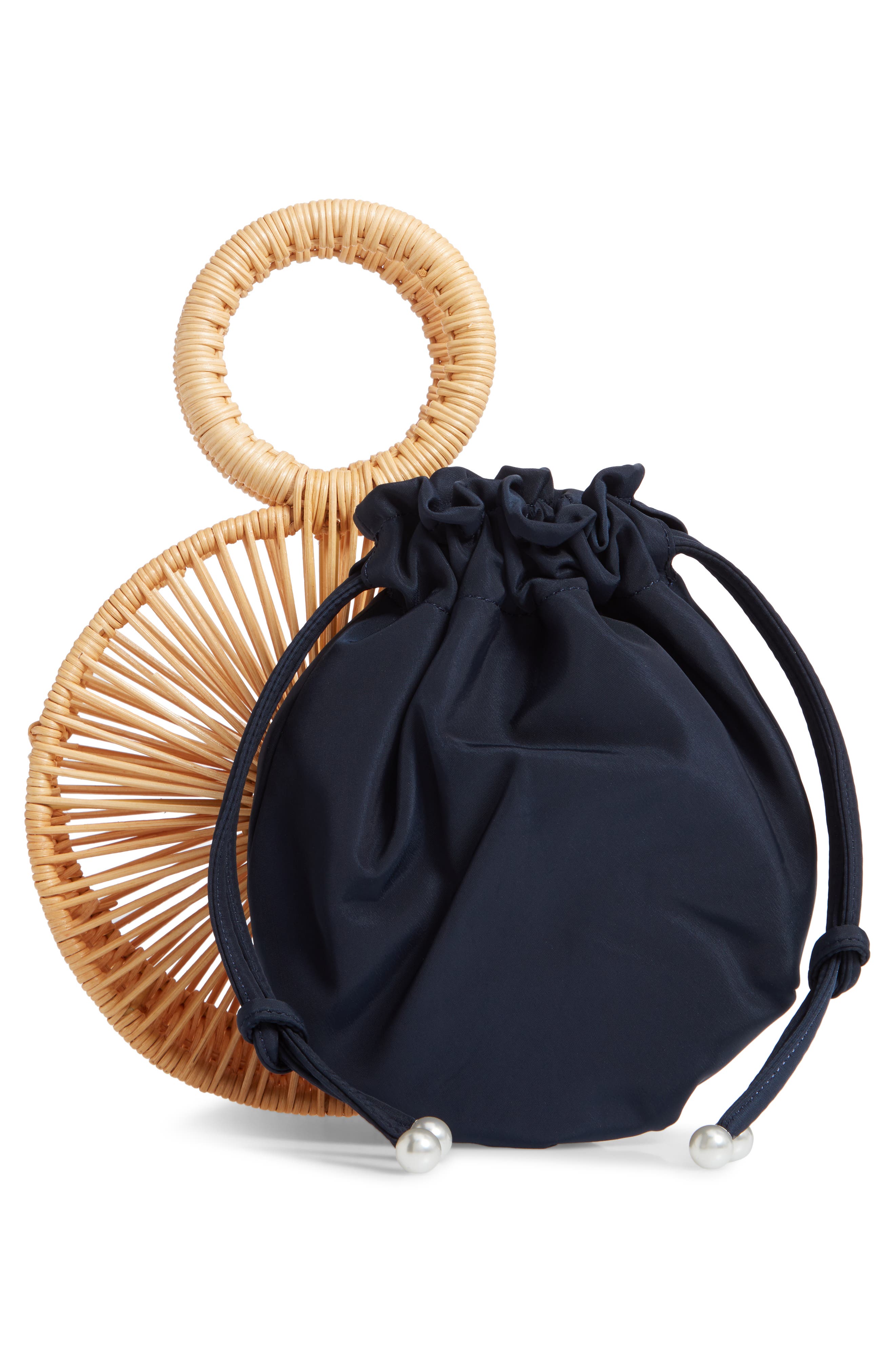 Marquerite Circle Basket Bag, Alternate, color, NATURAL/ NAVY