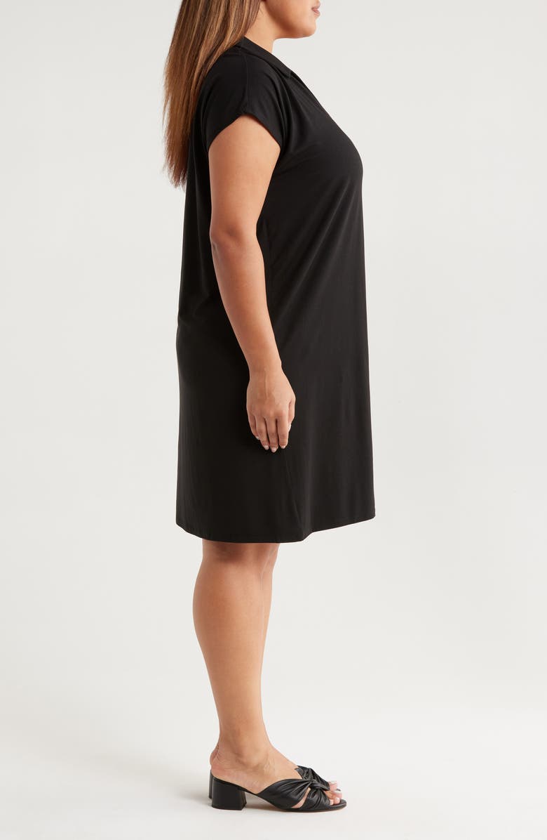 Eileen Fisher Johnny Collar Jersey Dress, Alternate, color, Black