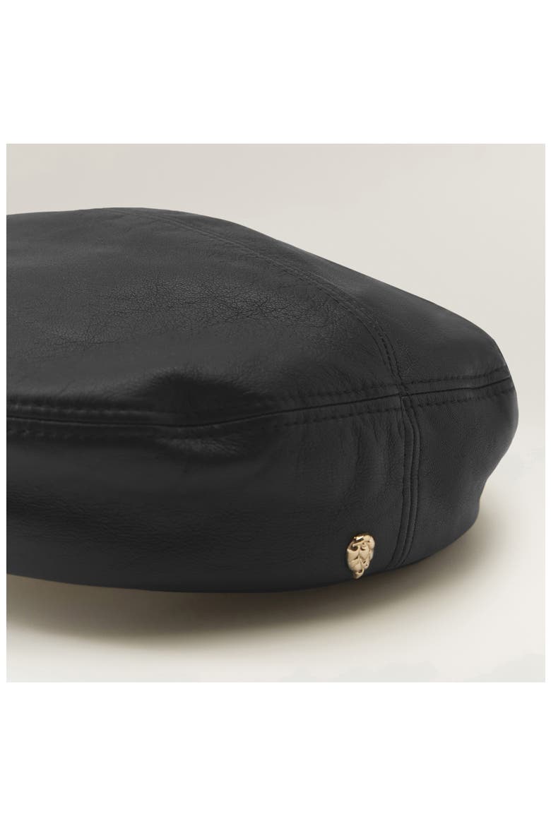 Sasha Leather Beret, Alternate, color, BLACK