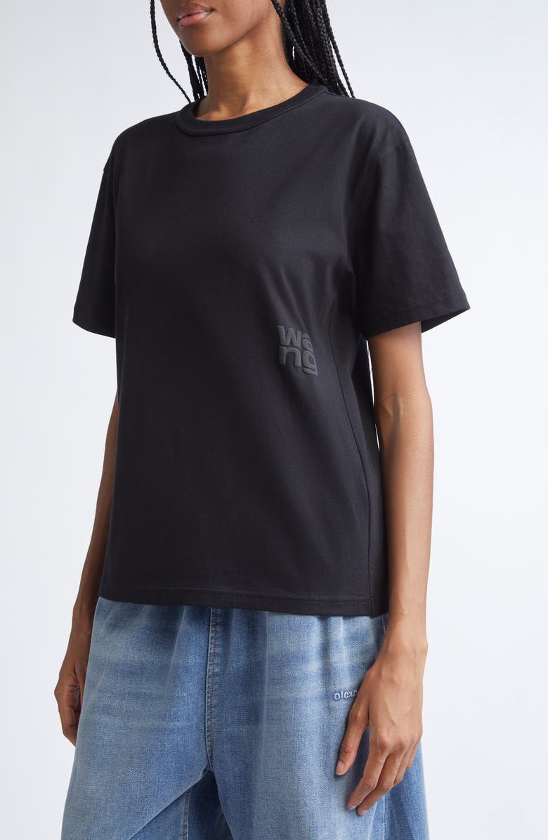 Alexander Wang Puff Logo Cotton Jersey T-Shirt, Alternate, color, Black