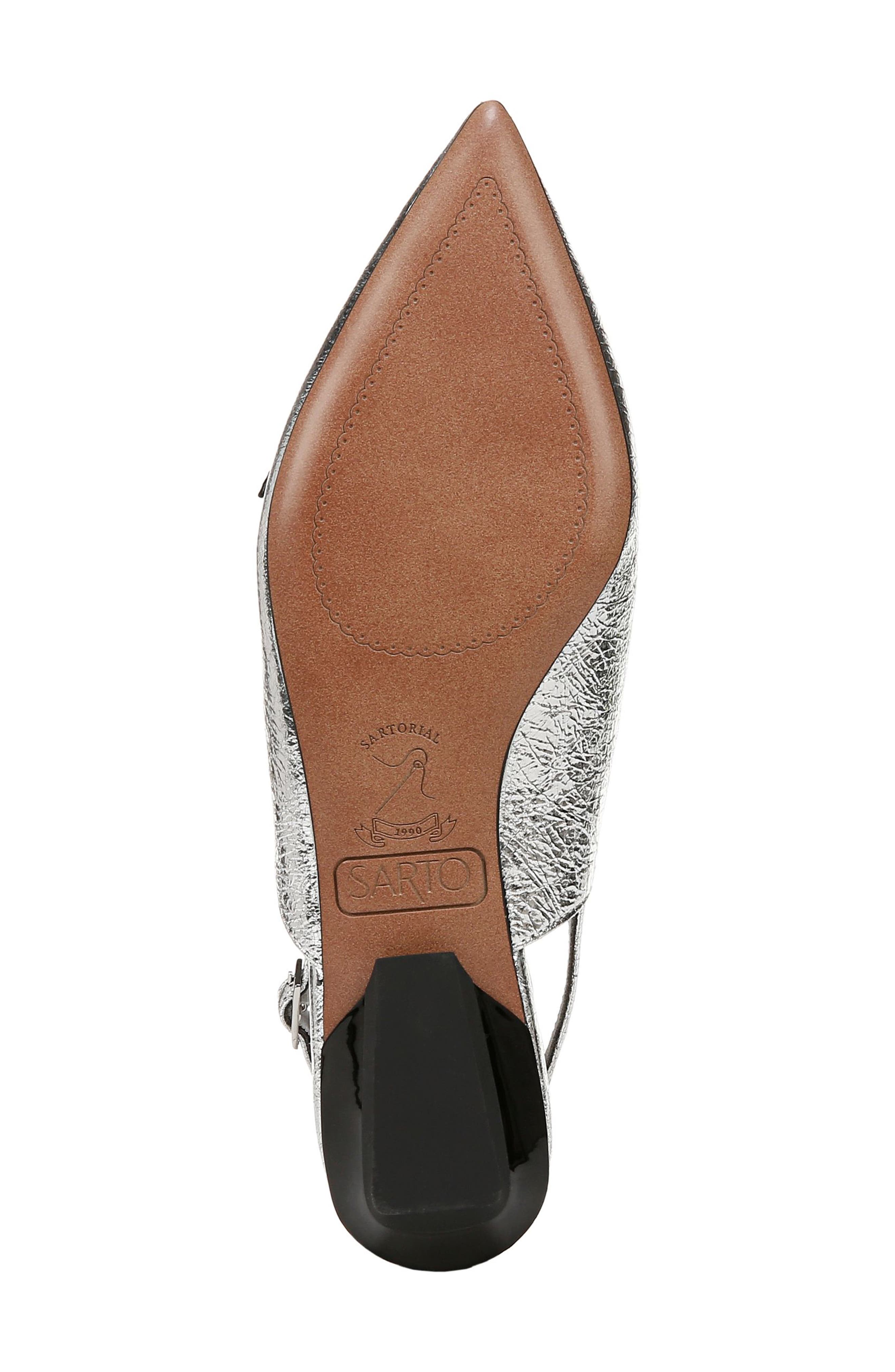 SARTO by Franco Sarto Emma Slingback Pointed Toe Flat, Alternate, color, Silver