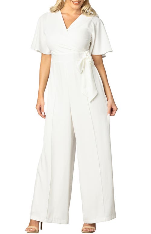 Kiyonna Karina Crepe Jumpsuit In Ivory