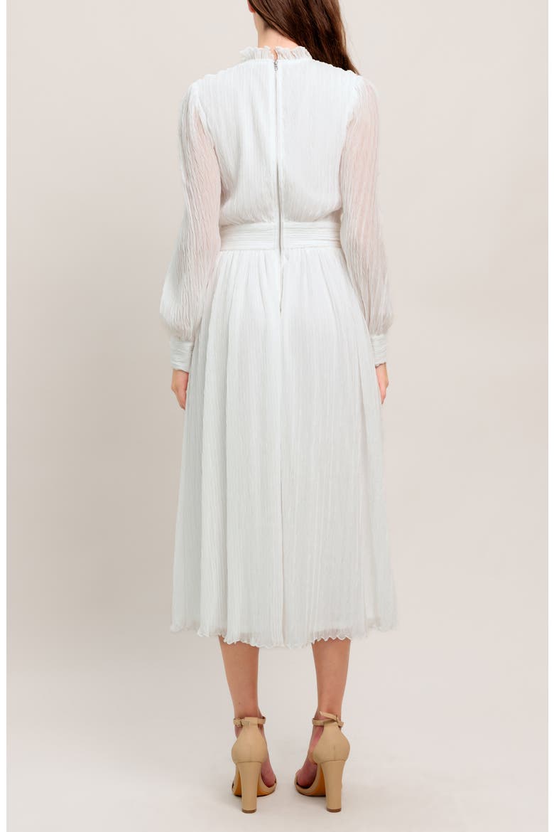 Long Sleeve Textured Chiffon Midi Dress, Alternate, color, WHITE