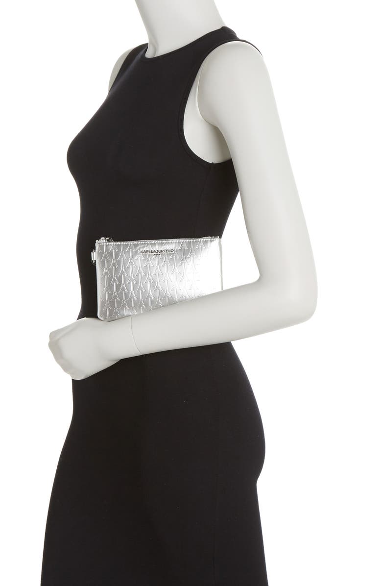 KARL LAGERFELD PARIS Paris Embossed Wristlet, Alternate, color, 