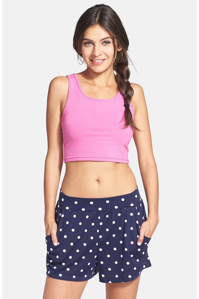 Knit Shorts, Main, color, NAVY/ WHITE DOT
