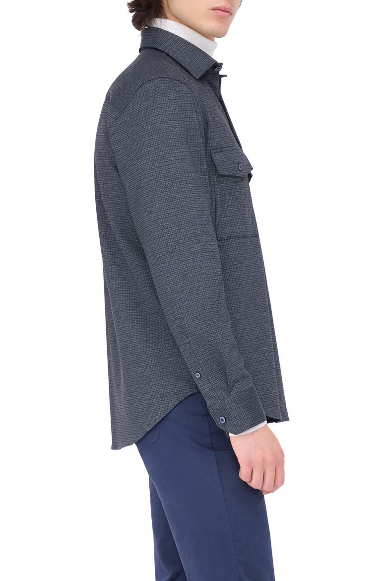 Check Knit Shirt Jacket, Alternate, color, NAVY