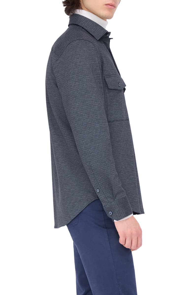 Bugatchi Check Knit Shirt Jacket, Alternate, color, Navy