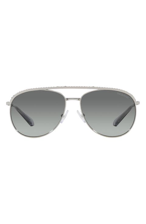 61mm Crystal Aviator Sunglasses