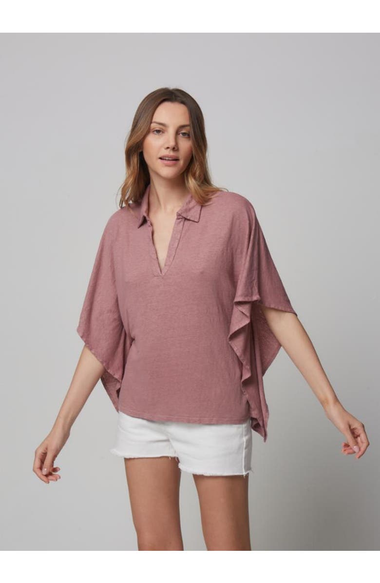 Majestic Filatures Linen Stretch Hand Dye Short Sleeve Batwing, Main, color, Bois De Rose
