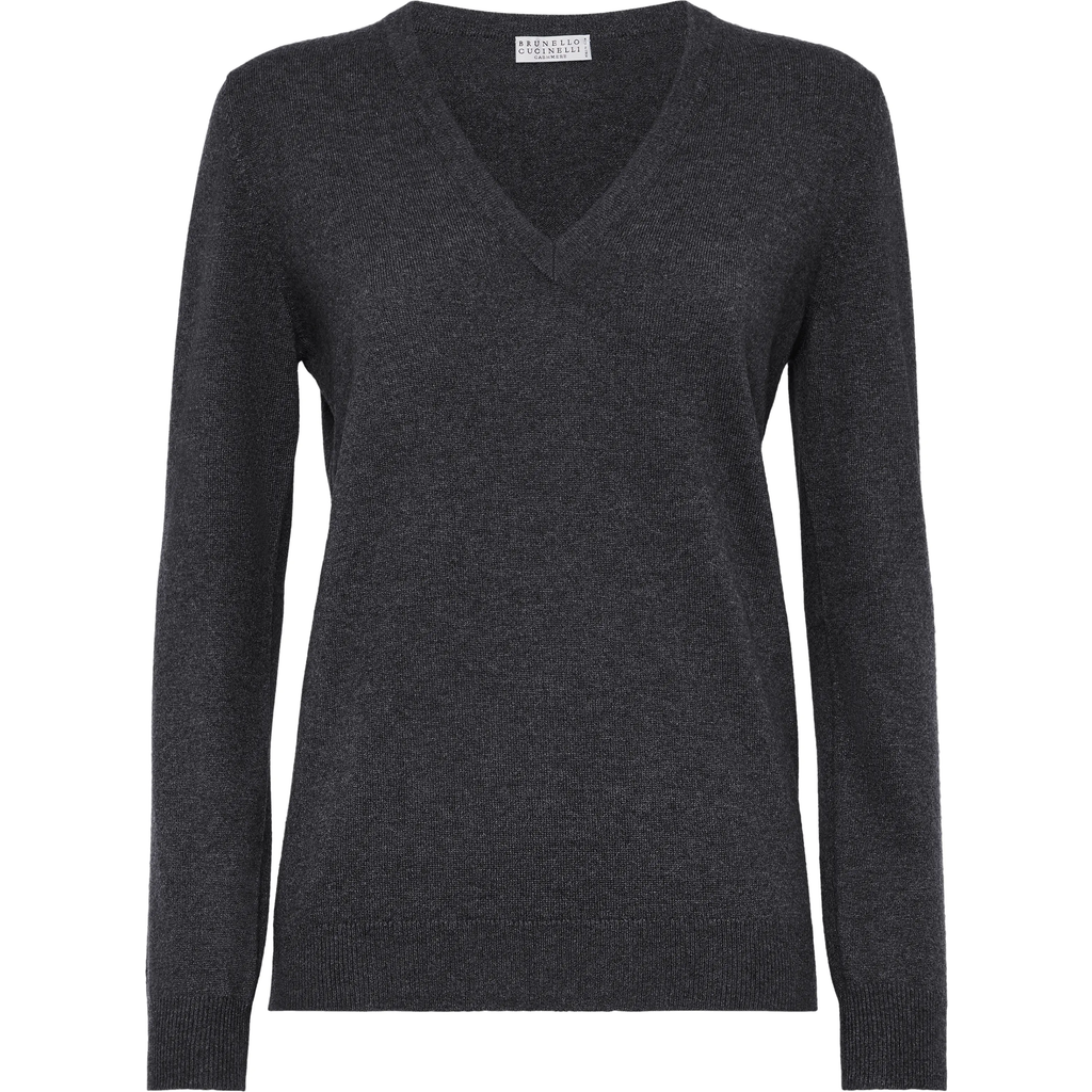 Brunello Cucinelli Cashmere Sweater In Lignite Grey
