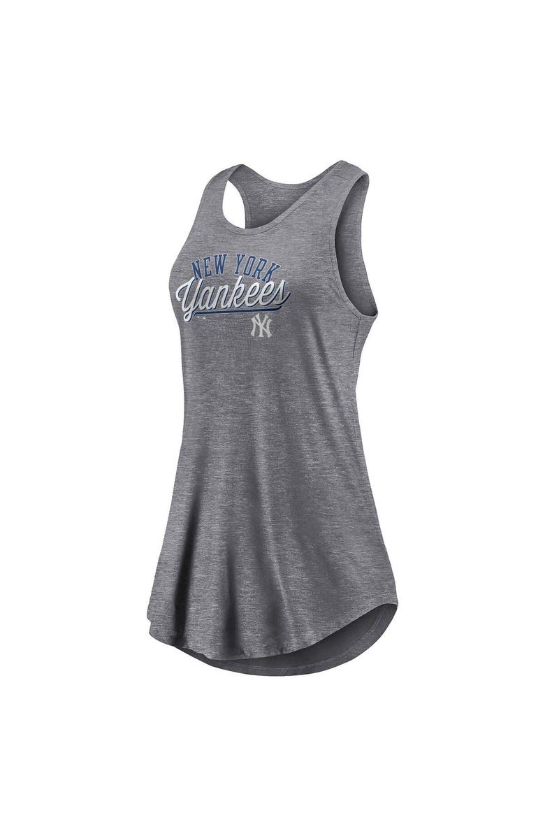 FANATICS Women's Fanatics Branded Heather Gray New York Yankees Simplicity Swing Racerback Scoop Neck Tank Top, Alternate, color, Heather Gray