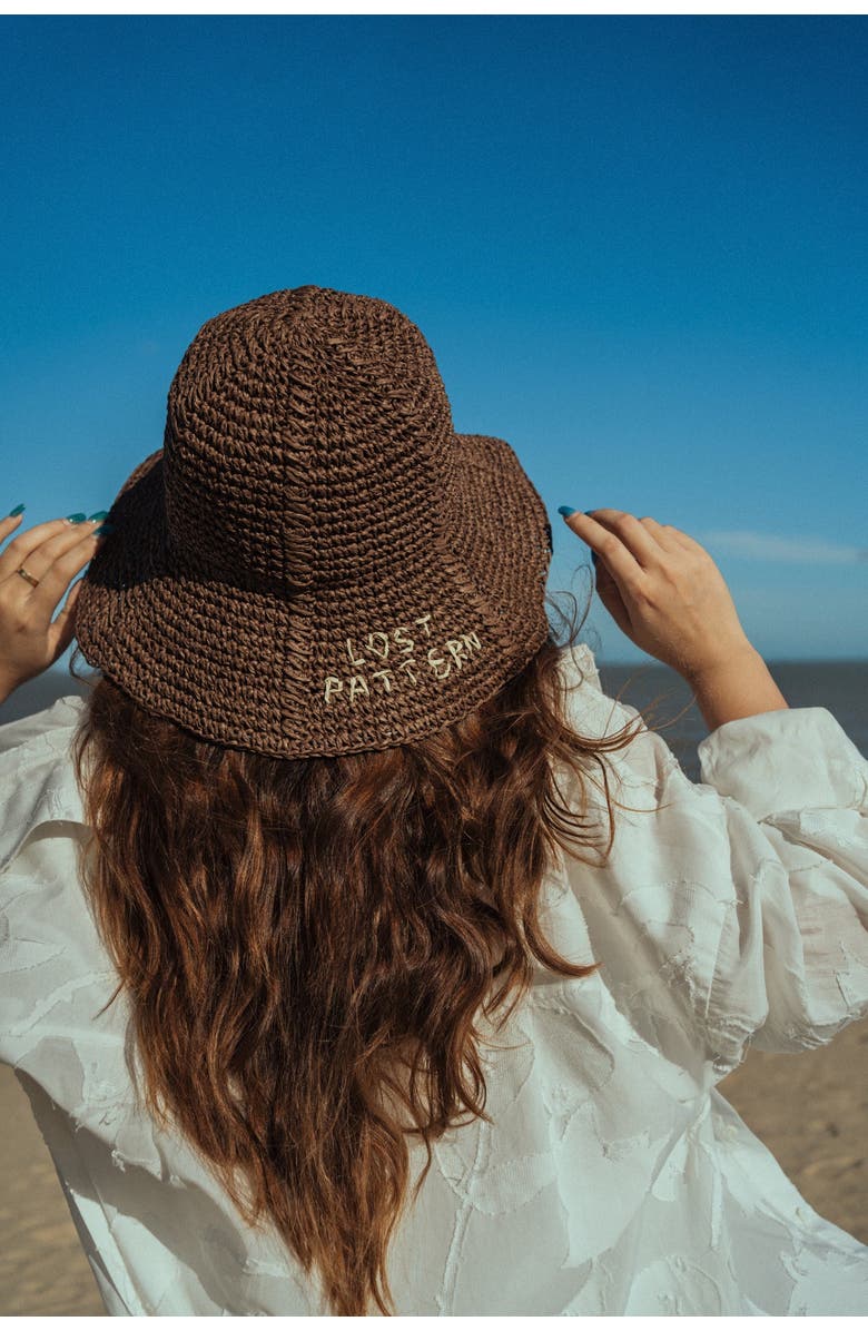 Lost Pattern "Wanderlight" Packable Straw Hat, Alternate, color, Coffee