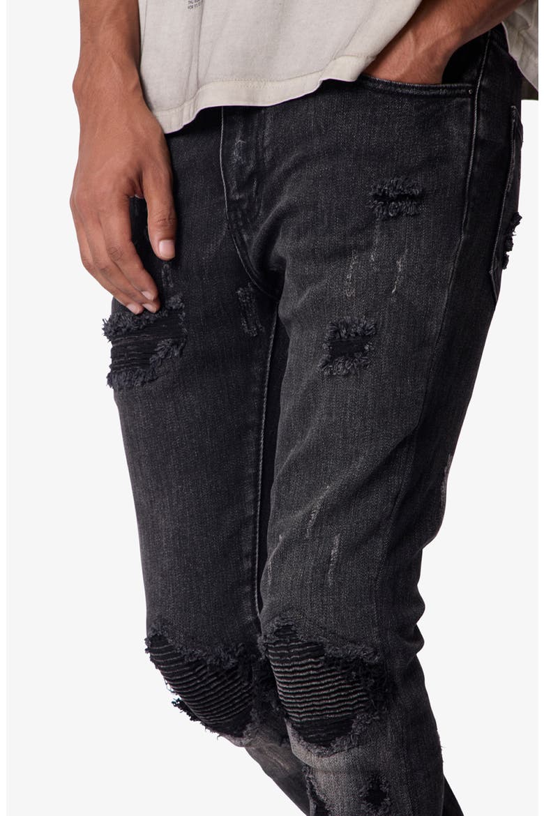 Distressed Moto Skinny Jeans, Alternate, color, BLACK