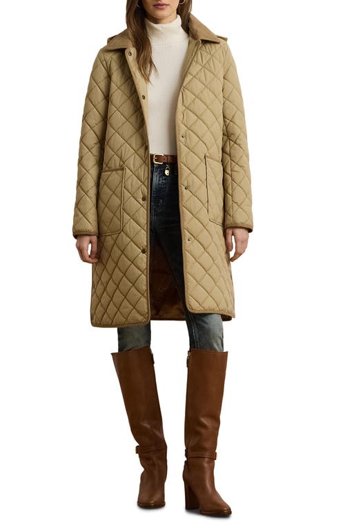 Ralph Lauren Lauren  Diamond Pattern Quilted Coat In Brown