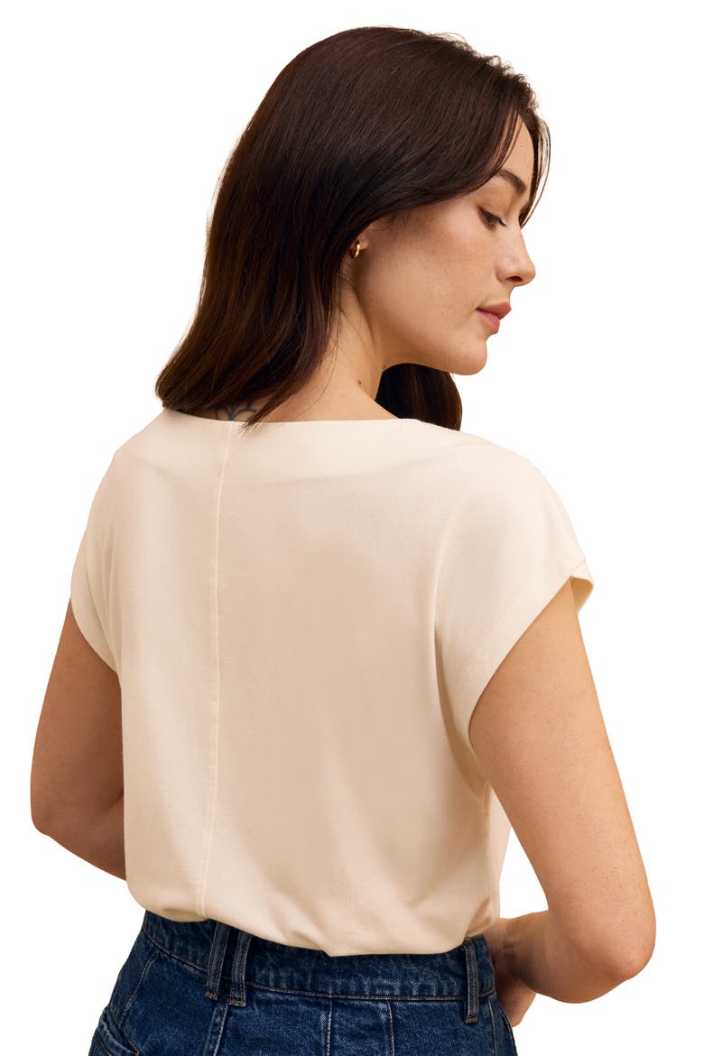 Slash Neck Cap Sleeve T-Shirt, Alternate, color, Chalk