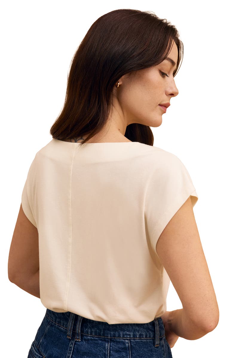 Celtic & Co. Slash Neck Cap Sleeve T-Shirt, Alternate, color, Chalk