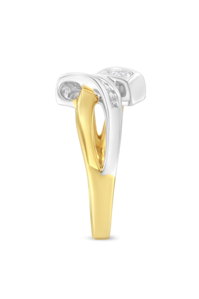 10K Two Toned Channel-Set 1/4 cttw Diamond Bypass Ring, Alternate, color, Yellow