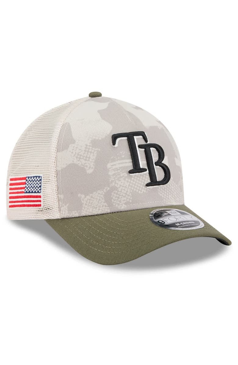 New Era Men's New Era Light Beige/Olive Tampa Bay Rays 2025 Armed Forces Day 9FORTY M-Crown A-Frame Adjustable Hat, Main, color, Light Beige