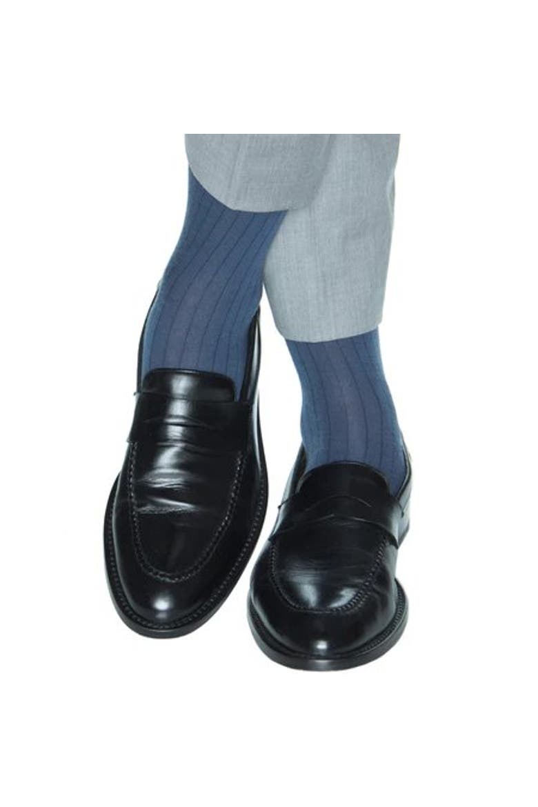 Sutton Fine Merino Wool Solid Color Ribbed Socks, Alternate, color, Light Blue