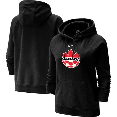 Women's Nike Black Canada Soccer Varsity Raglan Tri-Blend Pullover Hoodie