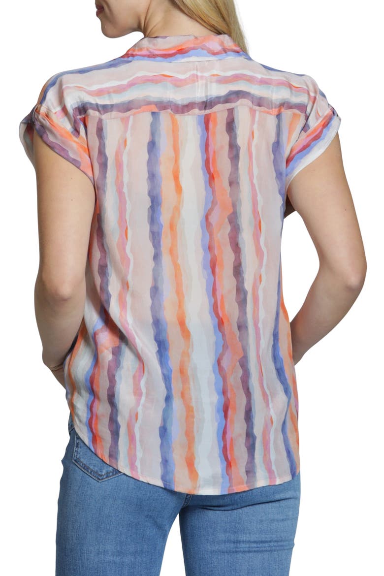 Print Wrap Front Cotton High-Low Top, Alternate, color, BLUSH MULTI