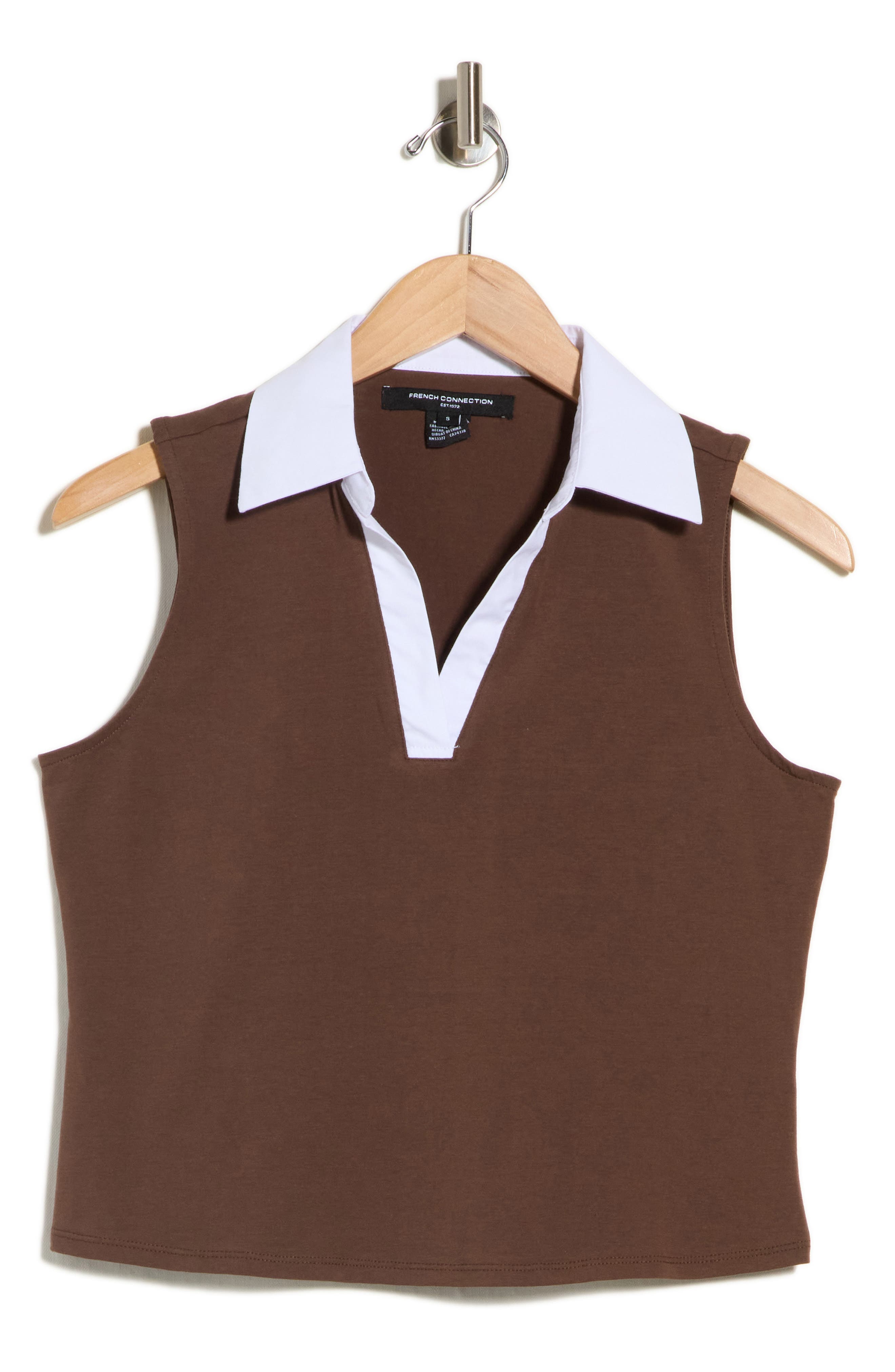 Contrast Collar Sleeveless Knit Polo