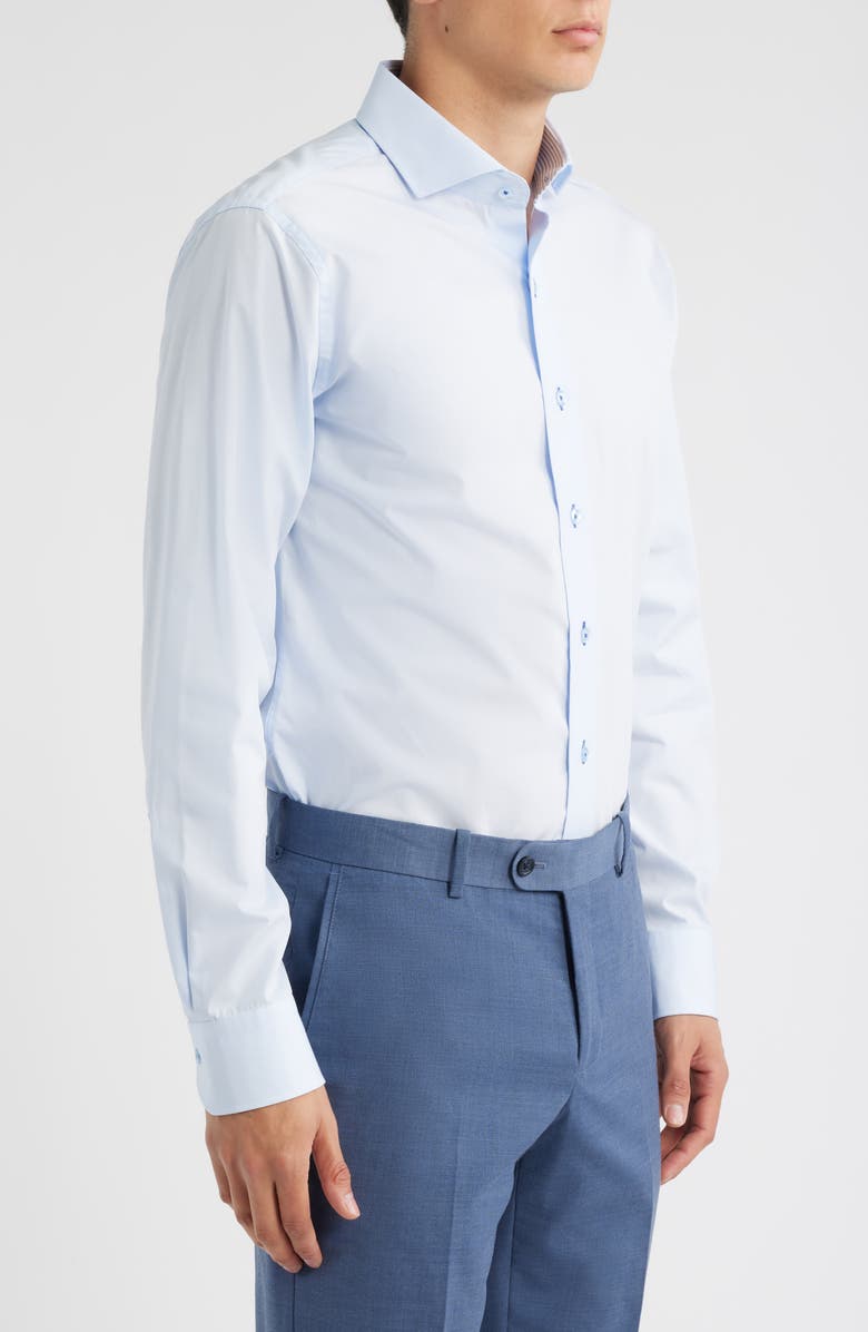 Lorenzo Uomo Trim Fit Light Blue Cotton Dress Shirt, Alternate, color, Light Blue