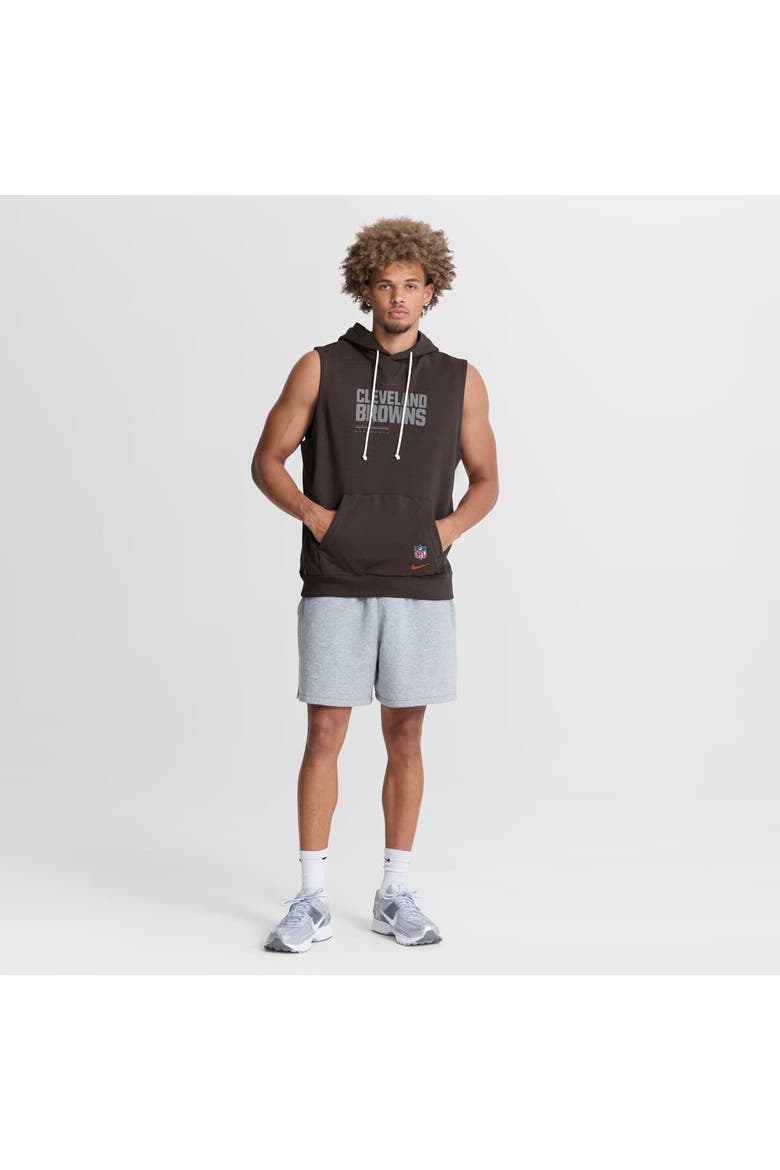 Men's Nike Brown Cleveland Browns Sideline Standard Issue Dri-FIT Sleeveless Hoodie, Alternate, color, Brown