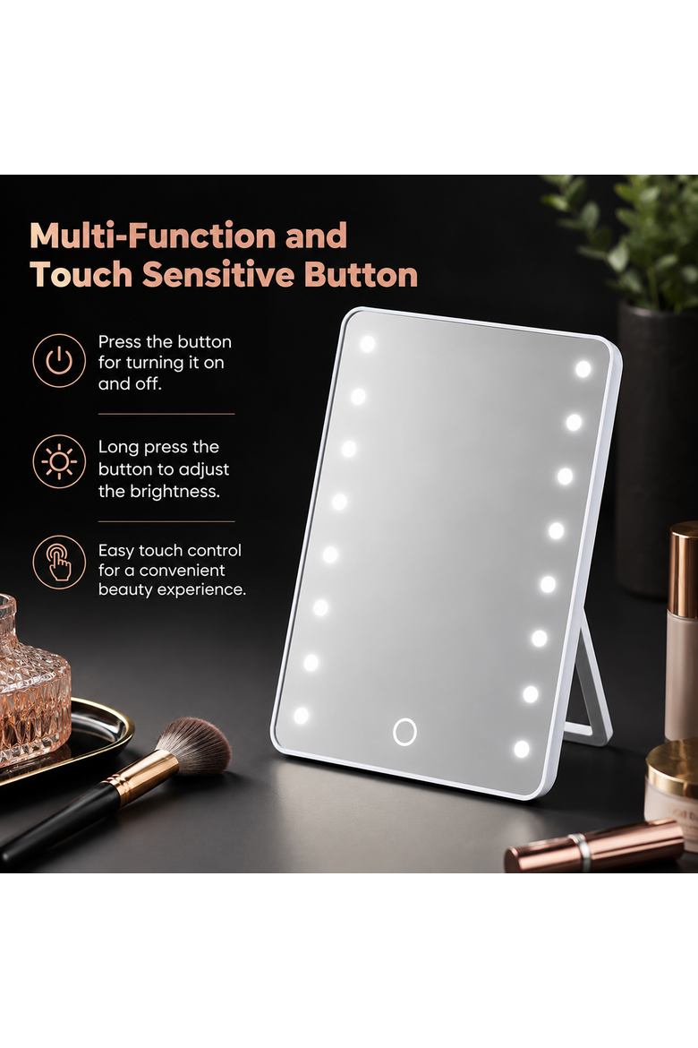 Smart Mirror Touchscreen Makeup Vanity, Alternate, color, White