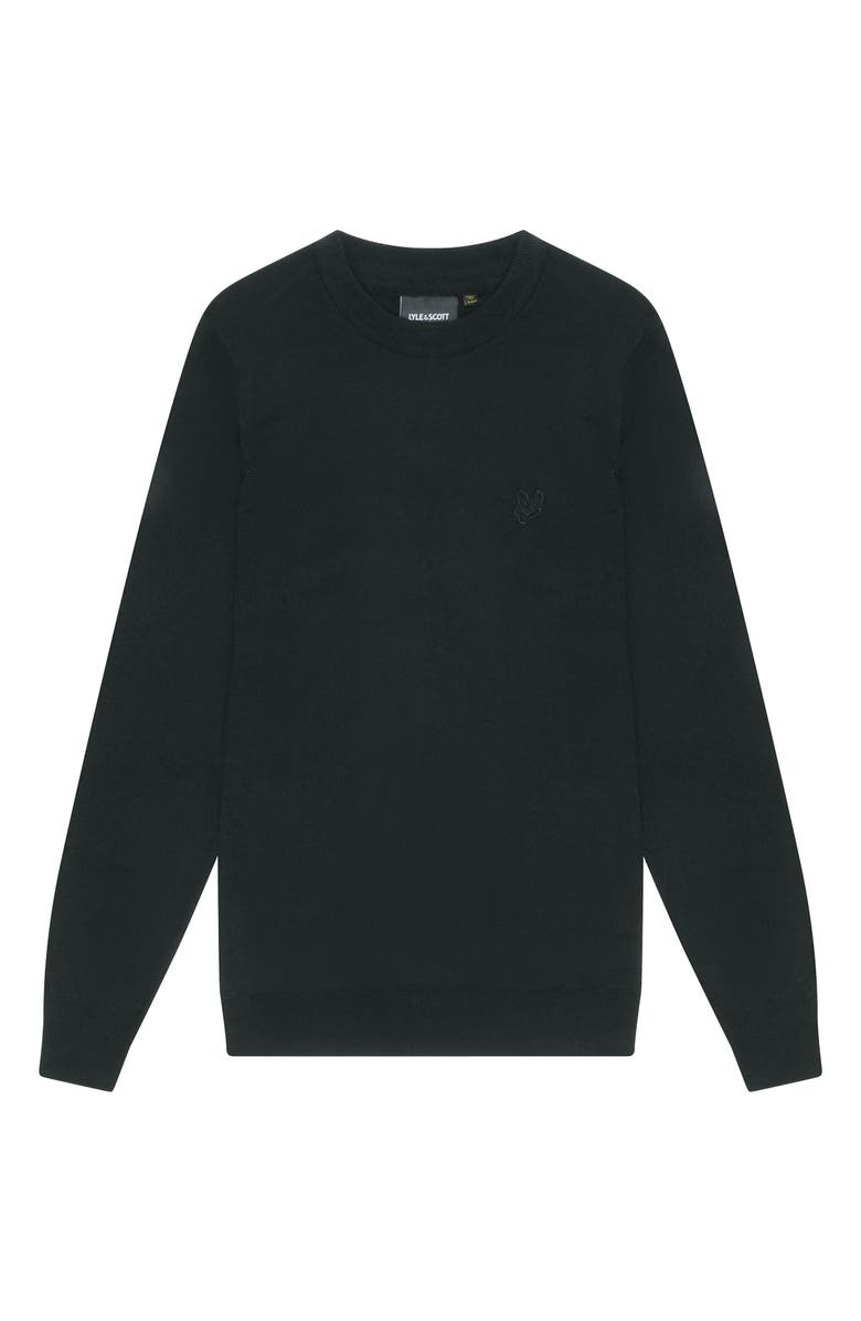 Lyle & Scott Tonal Eagle Merino Crew Neck Sweater, Alternate, color, Jet Black