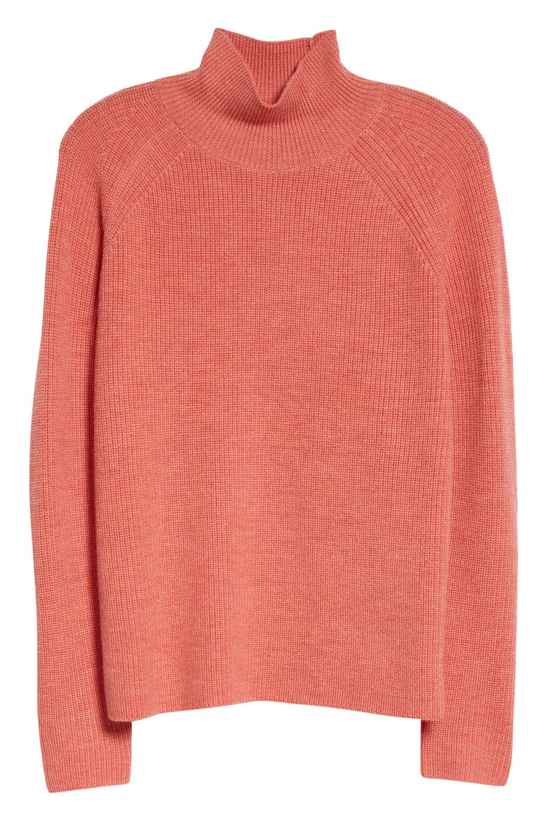 Raglan Sleeve Merino Wool Turtleneck Sweater, Alternate, color, SORBET