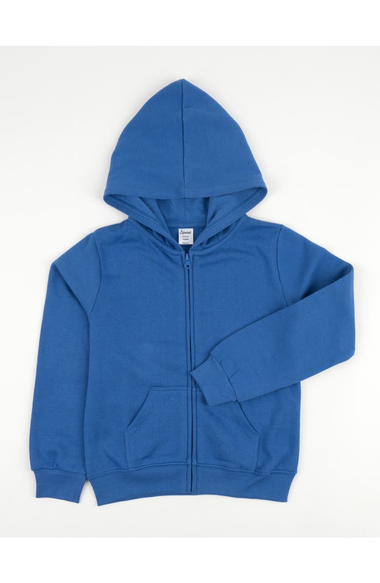 Leveret Kids Zip-Up Sweatshirt Hoodie, Cotton Blend, Solid Colors, Alternate, color, Royal Blue