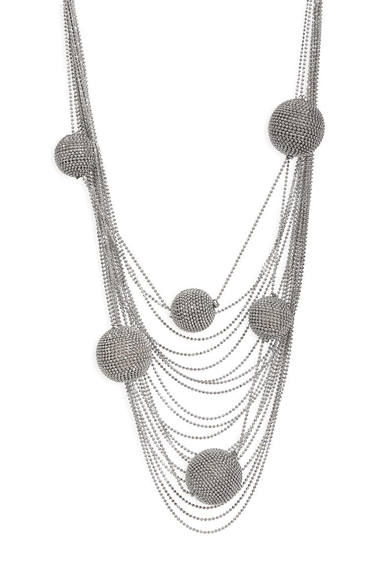 Doriana Ball Necklace, Main, color, SILVER