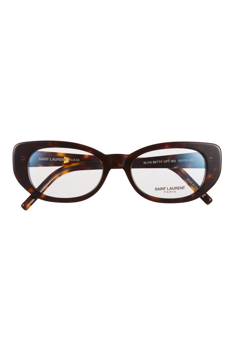 53mm Cat Eye Optical Glasses, Main, color, HAVANA HAVANA TRANSPARENT