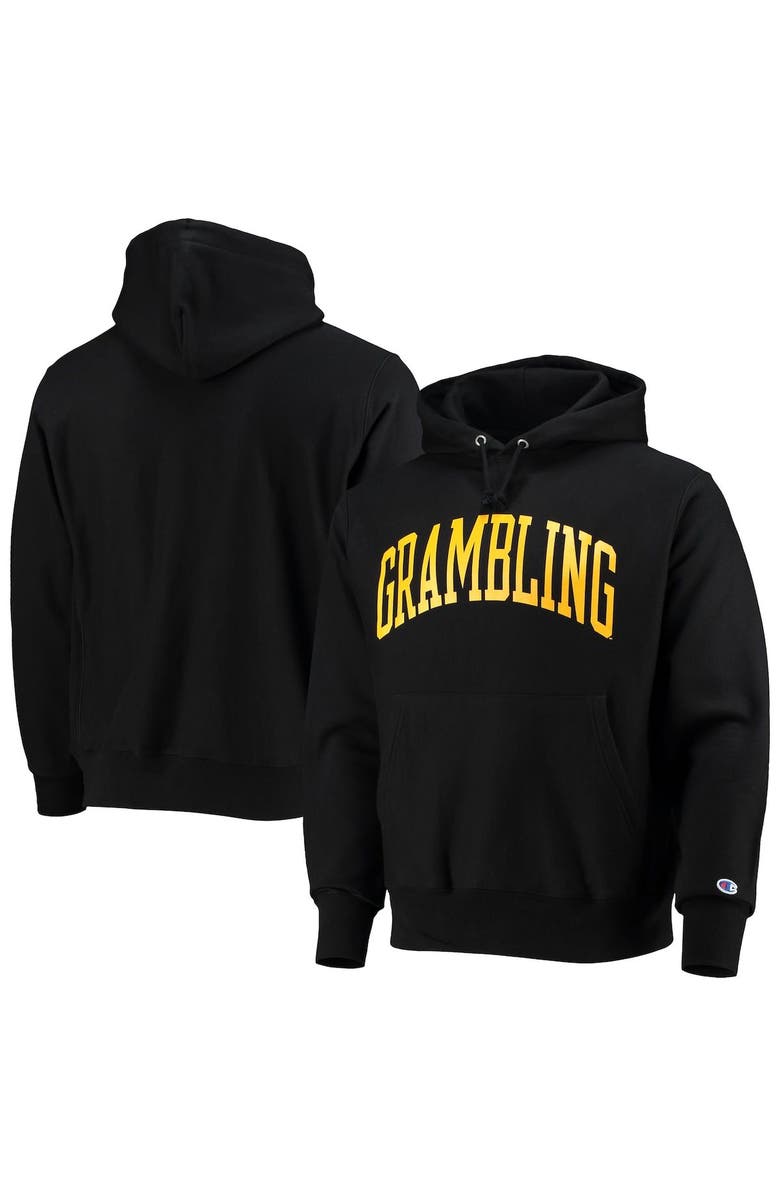 Champion Men's Champion Black Grambling Tigers Tall Arch Pullover Hoodie, Main, color, 