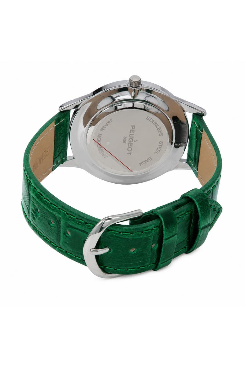 Easy Read Large Face Leather Watch- 40MM, Alternate, color, Green