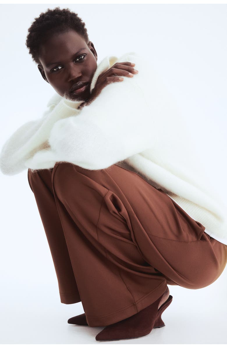 H&M Crease-front pull-on pants, Alternate, color, Brown