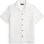 Polo Ralph Lauren Waffle Knit Cotton & Linen Camp Shirt