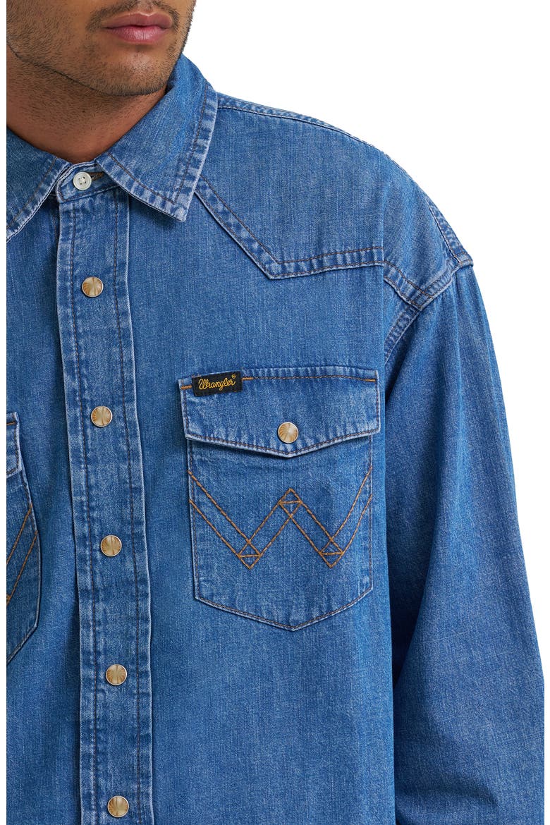 Long Sleeve Denim Western Shirt, Alternate, color, COWBOY FADE