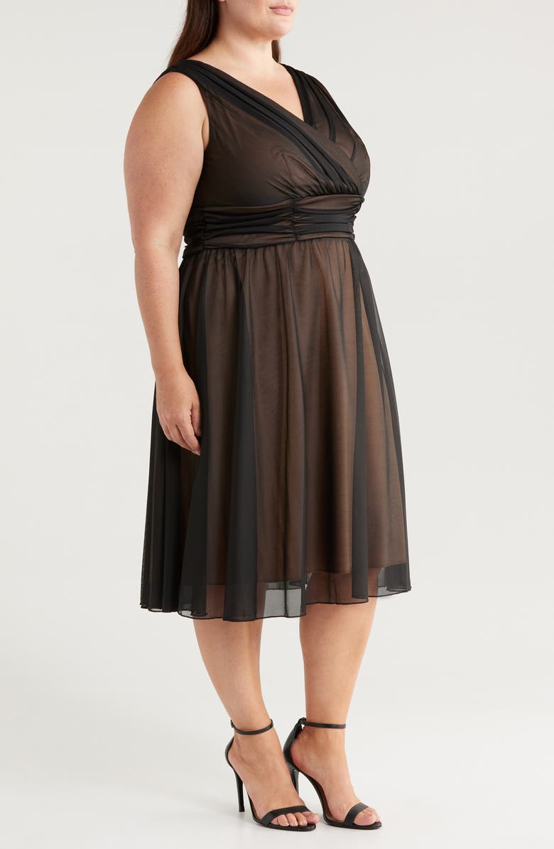 Connected Apparel Chiffon Midi Cocktail Dress, Alternate, color,