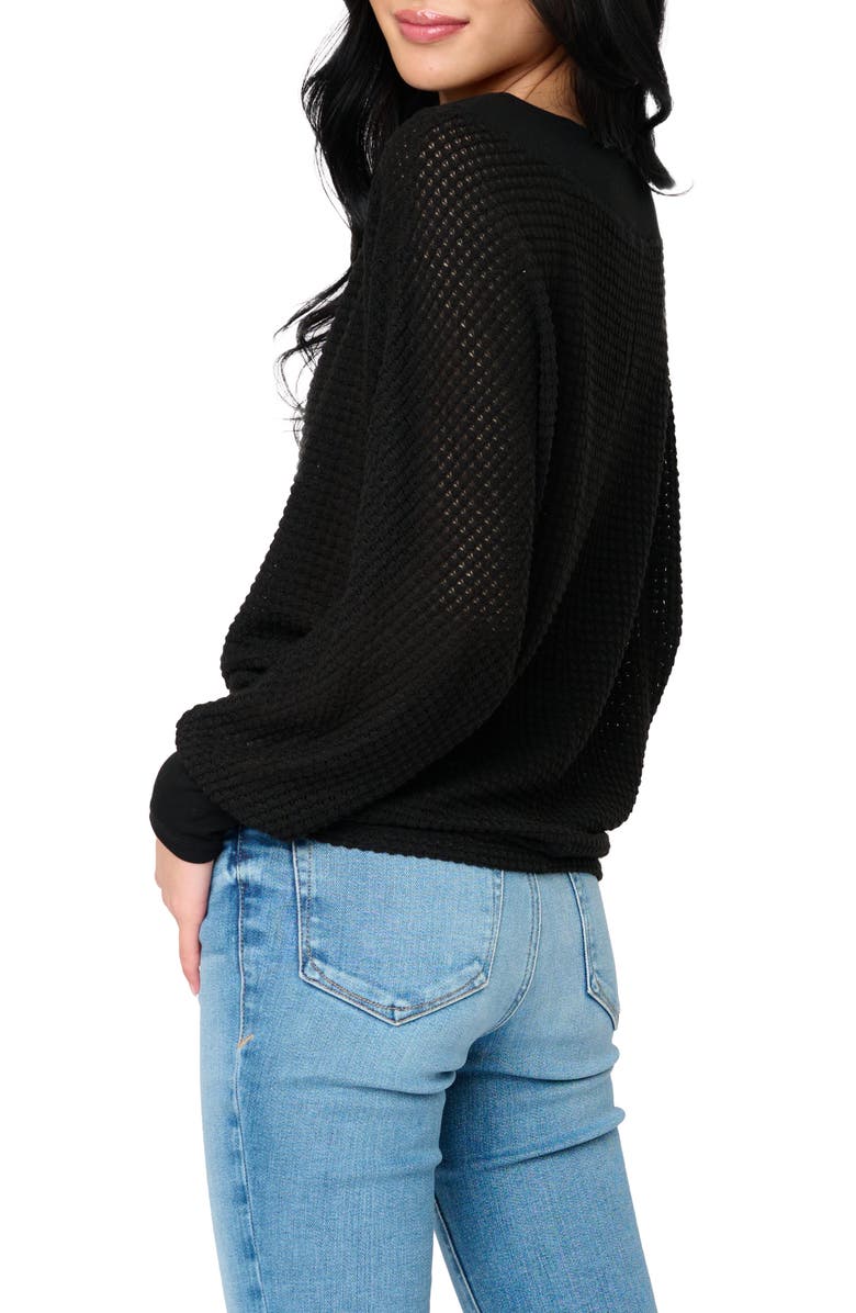 GIBSONLOOK Wheels Up Open Weave Sweater, Alternate, color, Black