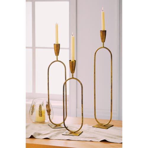 Tag Small Gold Iron Trumpet Taper Candle Holder Everyday Decor In Gold