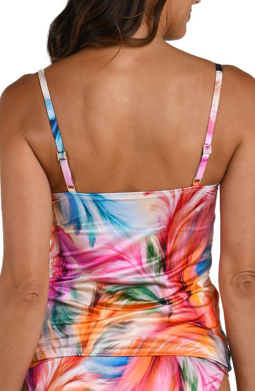 La Blanca Feathered Impression Tankini Top In Multi