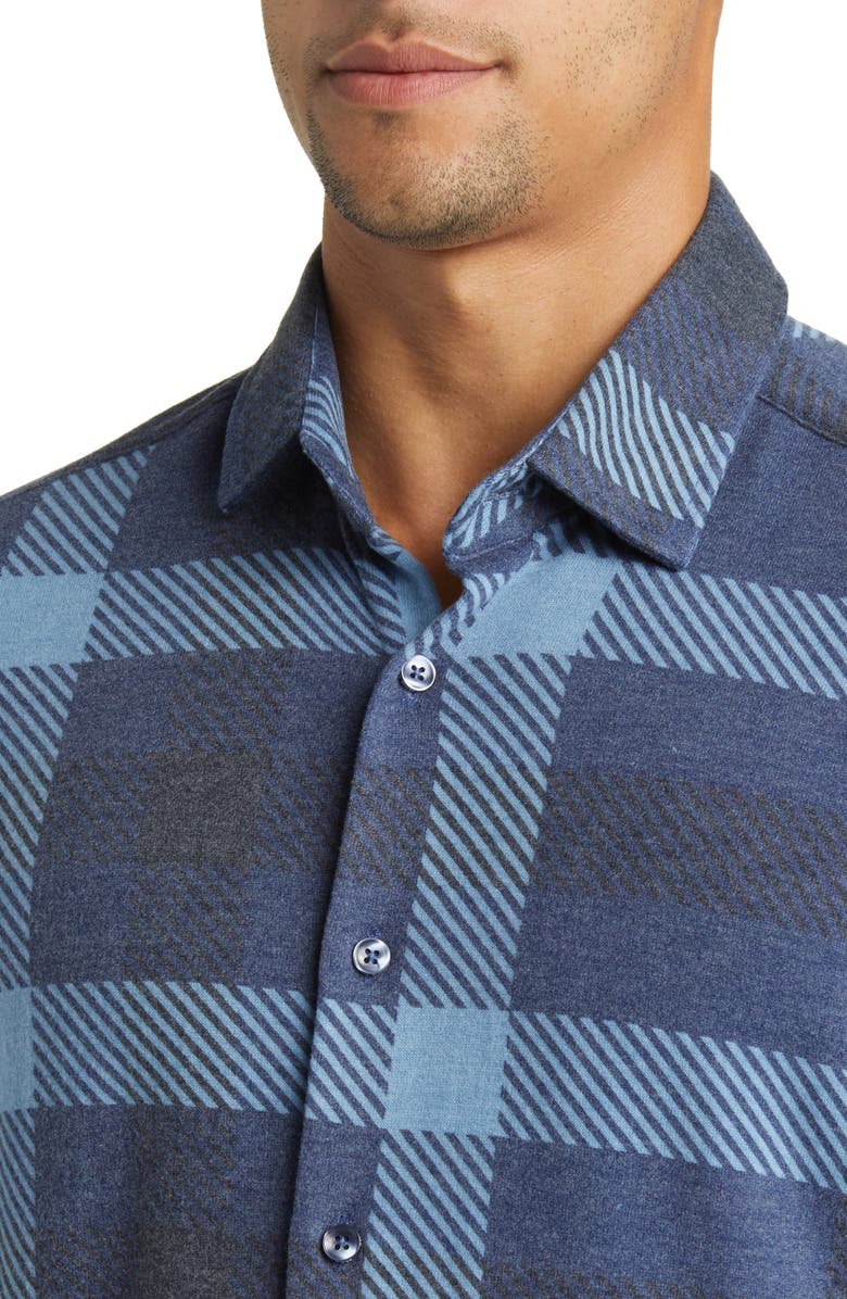 Stone Rose Big Plaid Tech Fleece Button-Up Shirt, Alternate, color, Navy