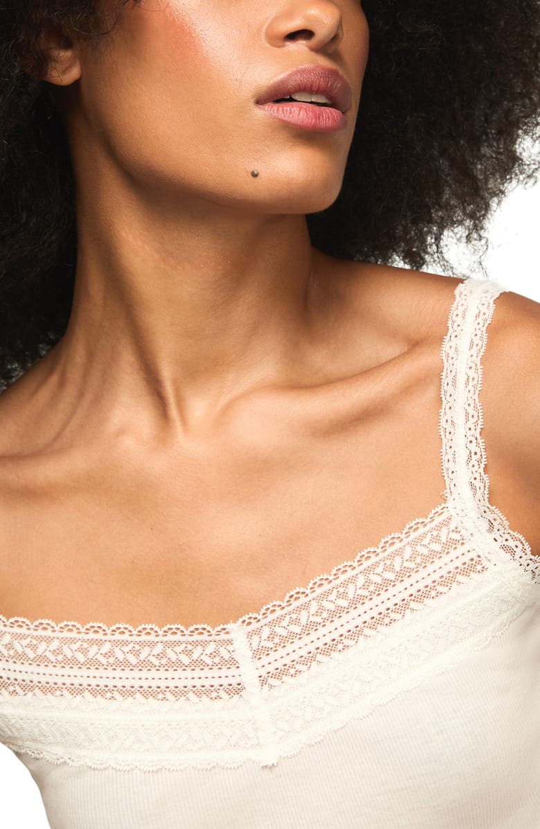 Lucky Brand Lace Trim V-Neck Tank, Alternate, color, Tofu